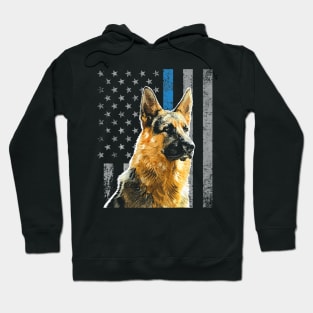 Thin Blue Line Flag K9 Shirt German Shepherd Police Dog Gift Hoodie